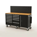 Rolling Tool Chest Built for Heavy-Duty Use, 10 Drawers, 1675 lb Capacity, Solid Rubber Wood Top, Power Strip