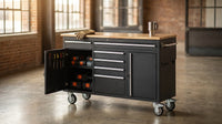 61-Inch Rolling Tool Chest, 10 Drawers Garage Workbench Storage Tool Cabinet with Power Strip, Solid Rubber Wood Top, 1675 LBS Load Mobile Workstation, Heavy Duty Rolling Cabinet — Lifestyle