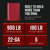 Elite Series 46 In. W X 72 In. H X 24 In. D 22-Gauge 5-Shelf Steel Freestanding Garage Storage Cabinet in Red — Results & Stats