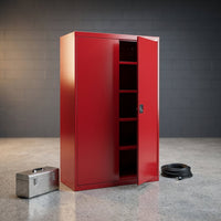 Elite Series 46 In. W X 72 In. H X 24 In. D 22-Gauge 5-Shelf Steel Freestanding Garage Storage Cabinet in Red — Studio Shot