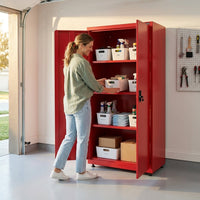Elite Series 46 In. W X 72 In. H X 24 In. D 22-Gauge 5-Shelf Steel Freestanding Garage Storage Cabinet in Red — Lifestyle