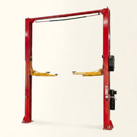 Two Post Car Lift Built to Handle 12,000 Lbs, Extra Height 167 Inch, Synchronized Hydraulic Drive, Red — Studio Shot