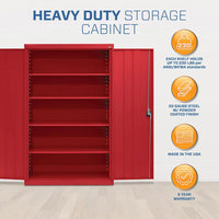 Elite Series 46 In. W X 72 In. H X 24 In. D 22-Gauge 5-Shelf Steel Freestanding Garage Storage Cabinet in Red